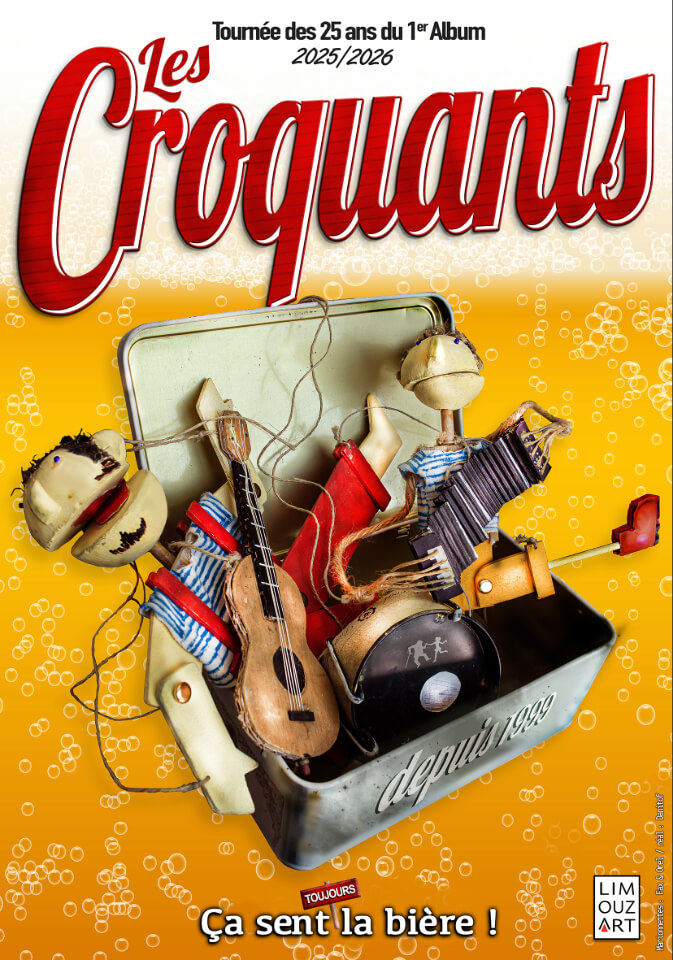 Affiche du groupe de musique les croquants pour le festival Les Estivases à l'île d'oléron